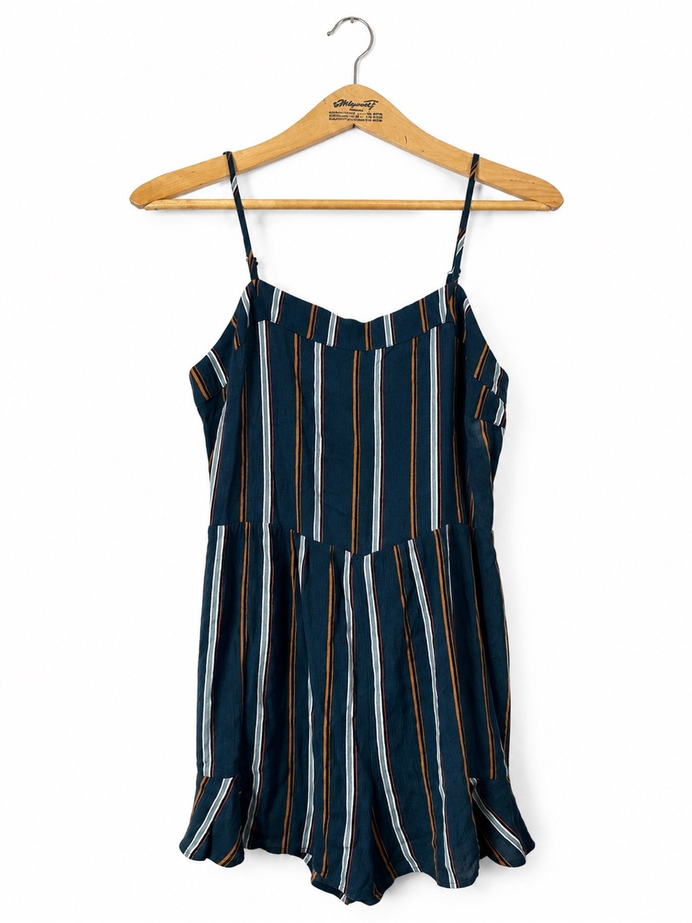 LOFT Women's Striped Romper Spaghetti Strap Size S Blue Casual Summer Beach Cozy